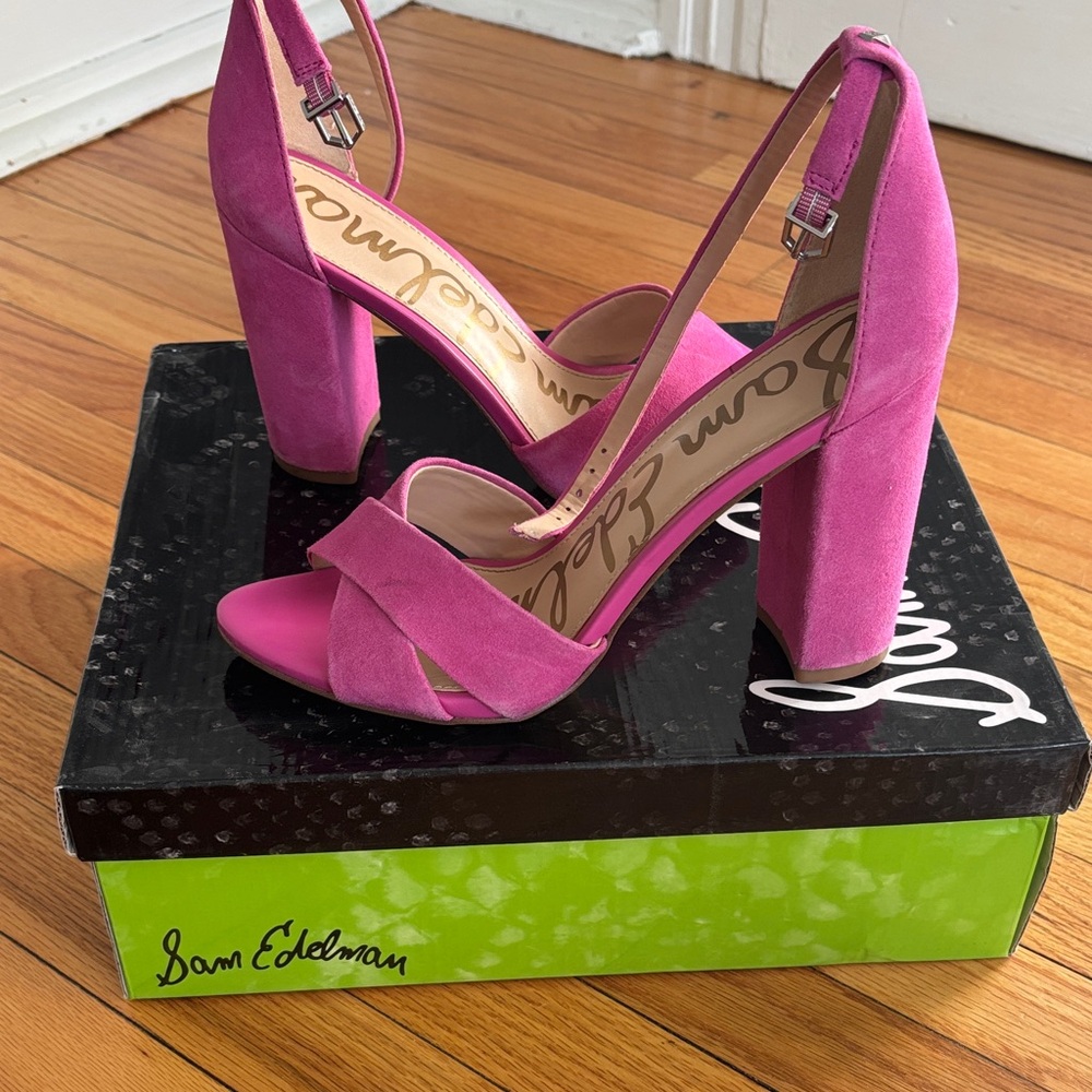 Sam Edelman Fuchsia Block Heel Sandals